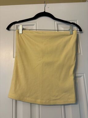 Old Navy Yellow Ribbed Strapless Tube Top
